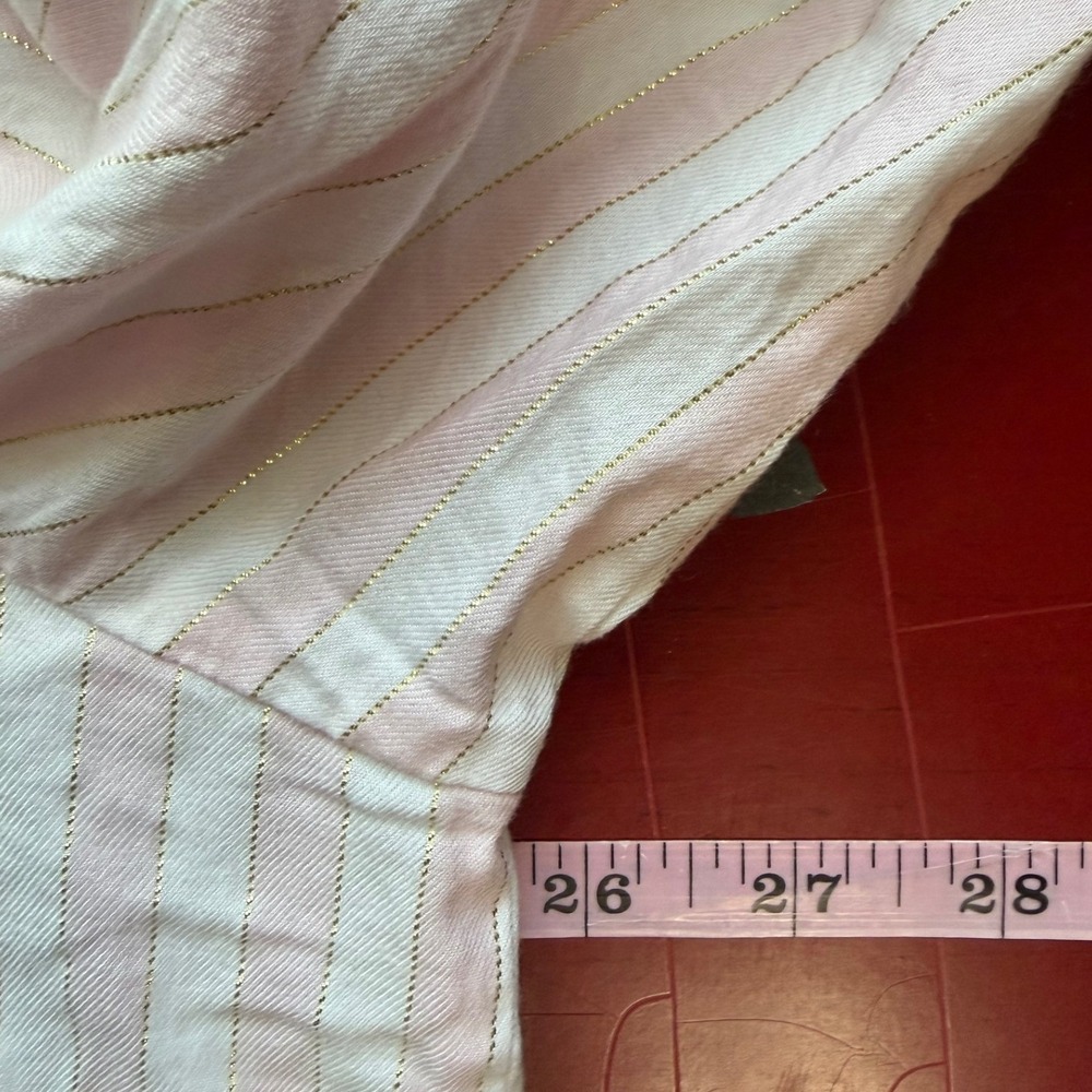 Victoria's Secret Logo Striped Pajama Set Womens XL Pink Gold Shimmer Sleepwear - Picture 9 of 16